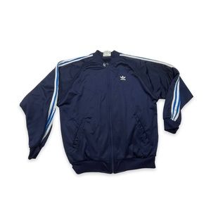 Vintage adidas blue 3 stripe zip up sweaters